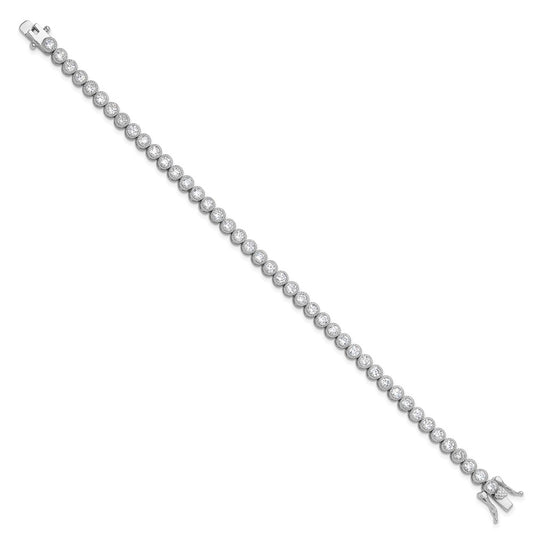 Exclusive Rhodium-Plated Sterling Silver 3.5mm CZ Tennis Bracelet - Affordable 7.5"