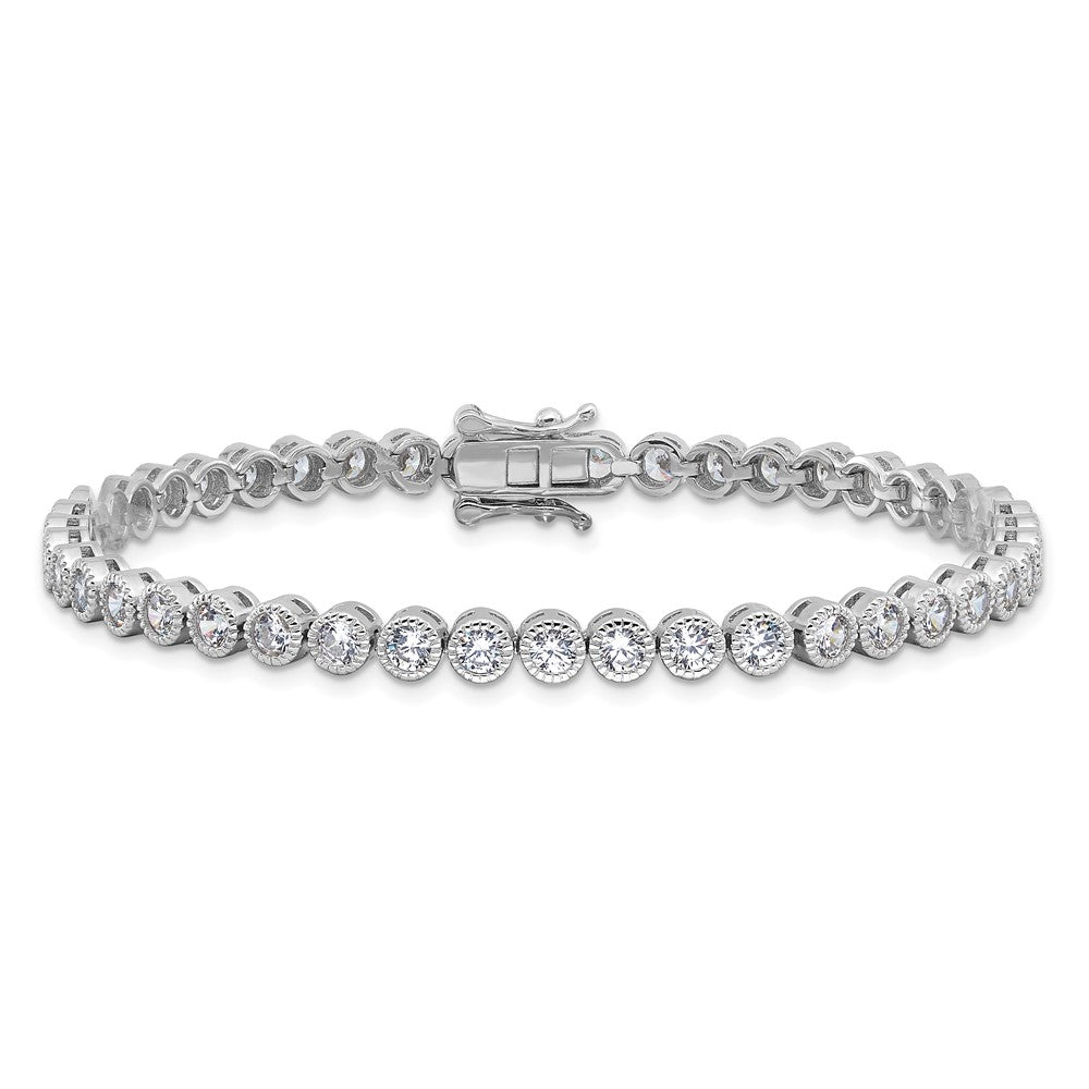 Exclusive Rhodium-Plated Sterling Silver 3.5mm CZ Tennis Bracelet - Affordable 7.5"