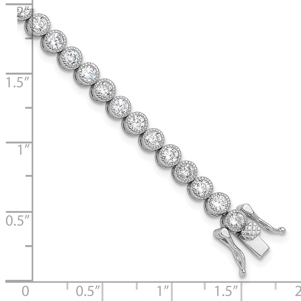Exclusive Rhodium-Plated Sterling Silver 3.5mm CZ Tennis Bracelet - Affordable 7.5"