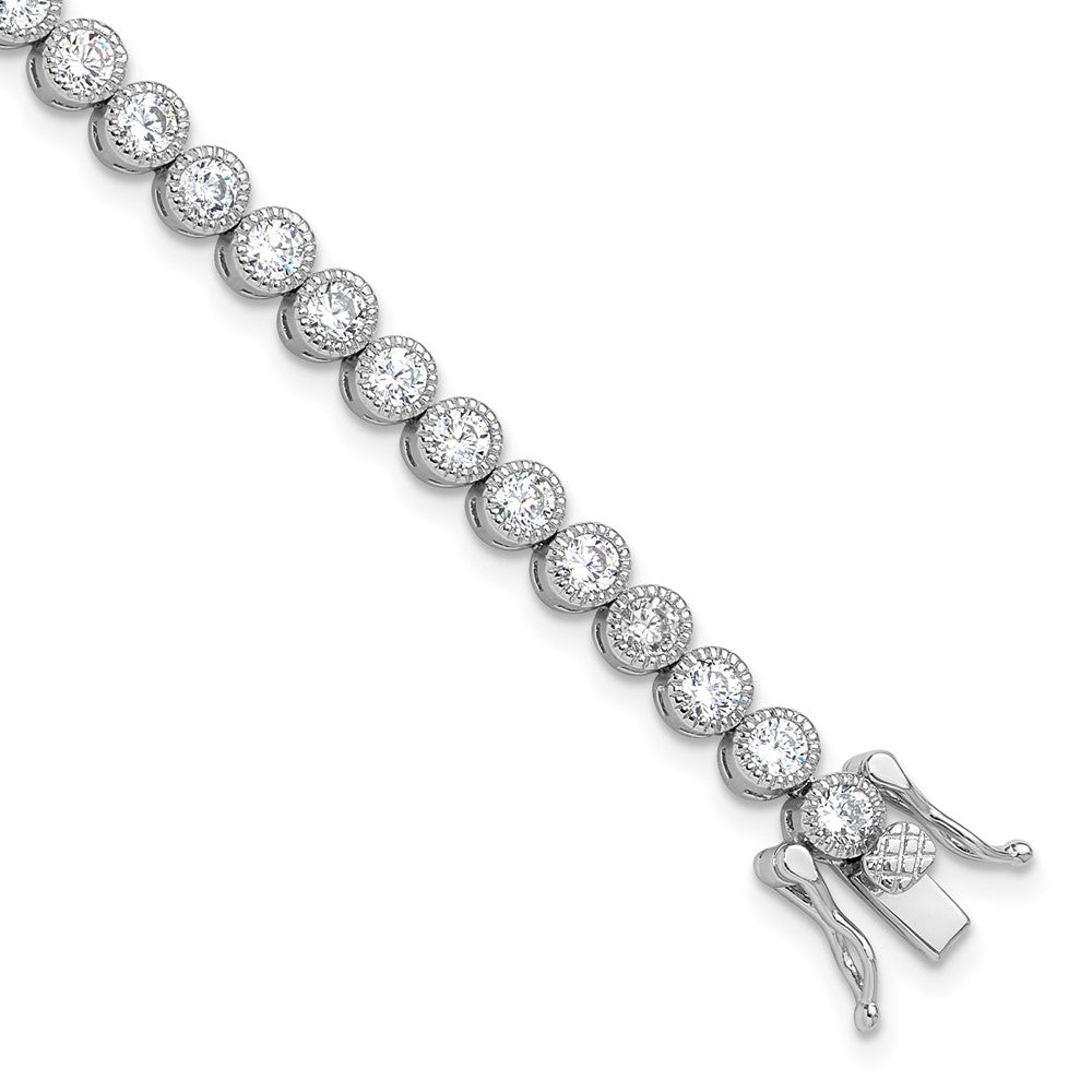 Exclusive Rhodium-Plated Sterling Silver 3.5mm CZ Tennis Bracelet - Affordable 7.5"