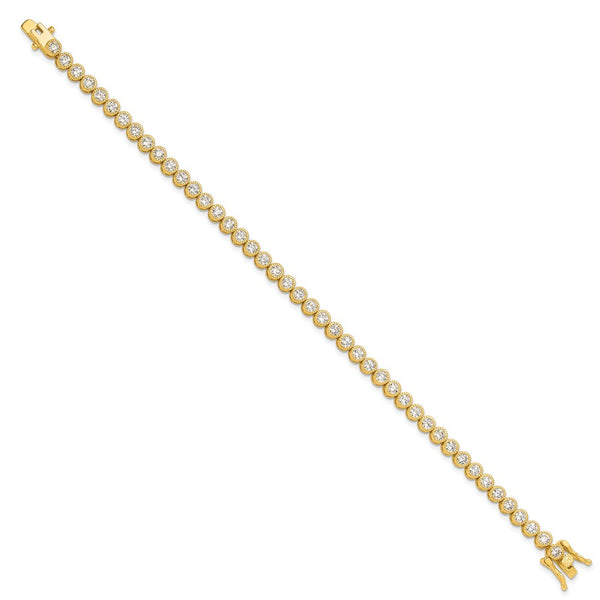 4mm Round CZ Tennis Bracelet - 7.5" Gold-Tone Silver