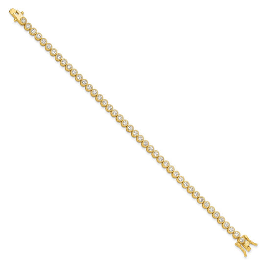 Buy Stylish 4mm Round CZ Tennis Bracelet - 7.5" Gold-Tone Silver Value Deal
