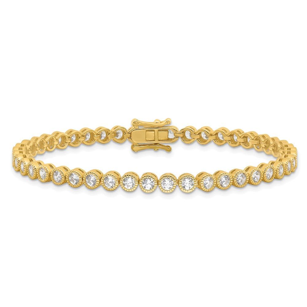 Buy Stylish 4mm Round CZ Tennis Bracelet - 7.5" Gold-Tone Silver Value Deal