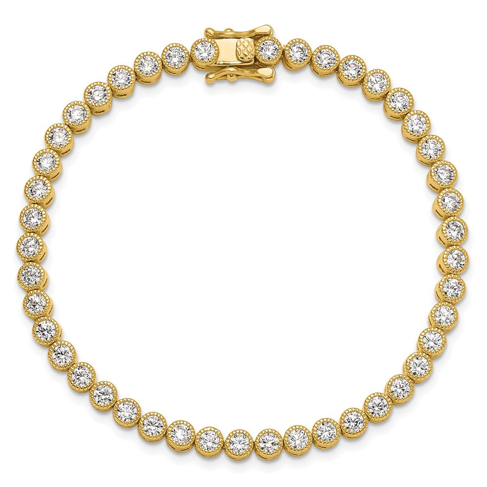Buy Stylish 4mm Round CZ Tennis Bracelet - 7.5" Gold-Tone Silver Value Deal