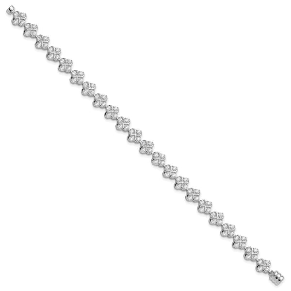 Polished CZ Cluster Bracelet - Sterling Silver