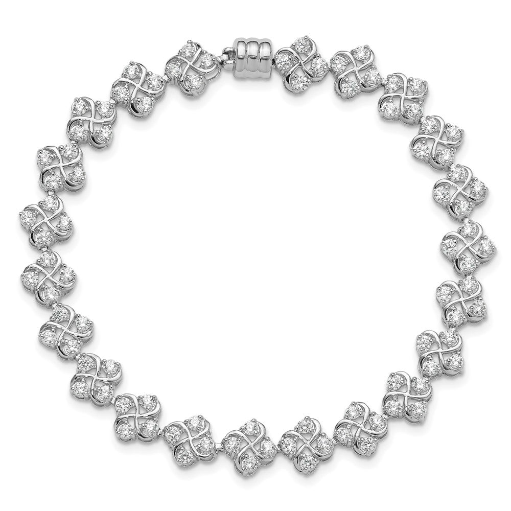 High-Quality Polished CZ Cluster Bracelet - Stylish Sterling Silver, Value Buy!