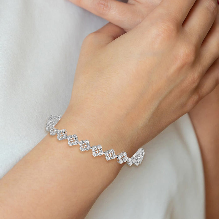 High-Quality Polished CZ Cluster Bracelet - Stylish Sterling Silver, Value Buy!-6