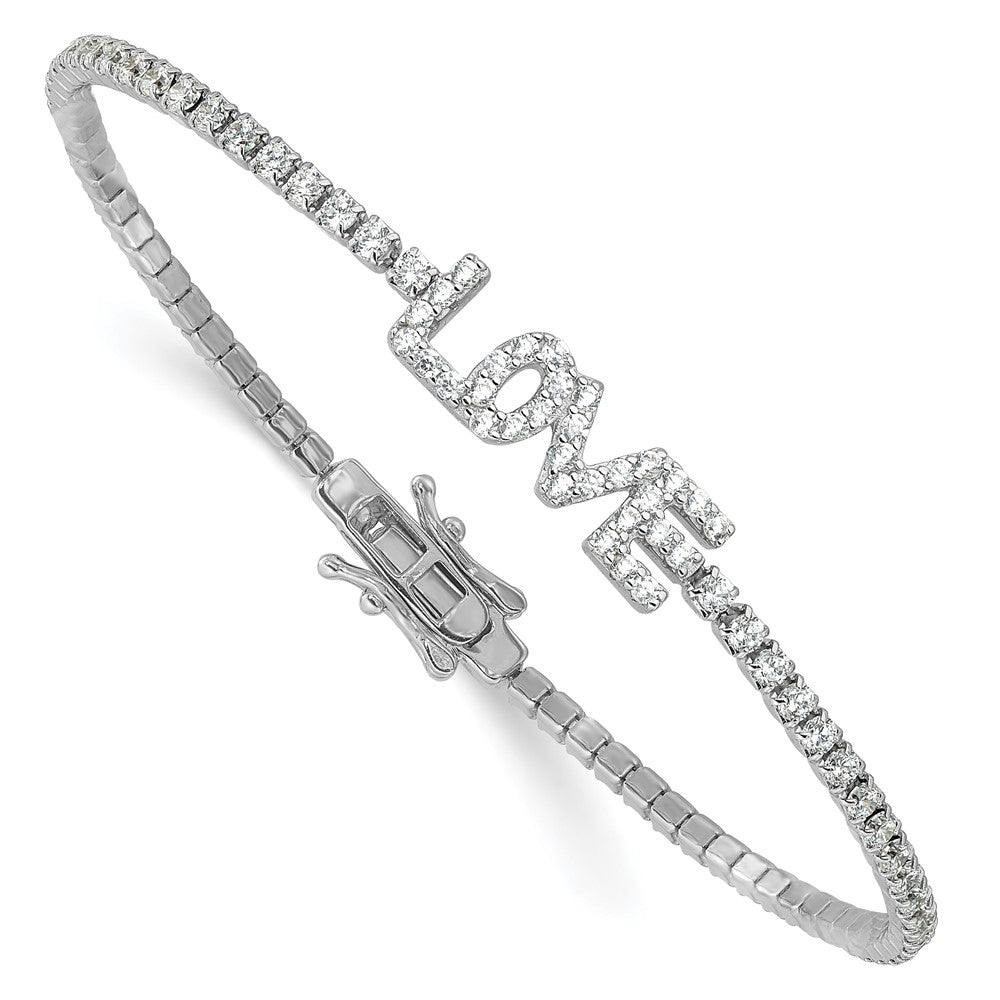 Buy Stylish Rhodium-Plated Sterling Silver CZ LOVE Tennis Bracelet - 7.25"