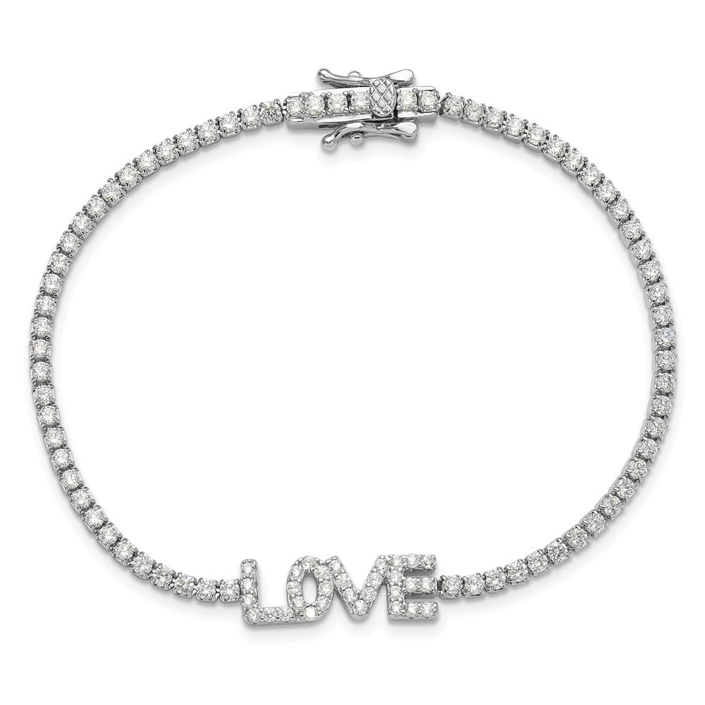 Buy Stylish Rhodium-Plated Sterling Silver CZ LOVE Tennis Bracelet - 7.25"