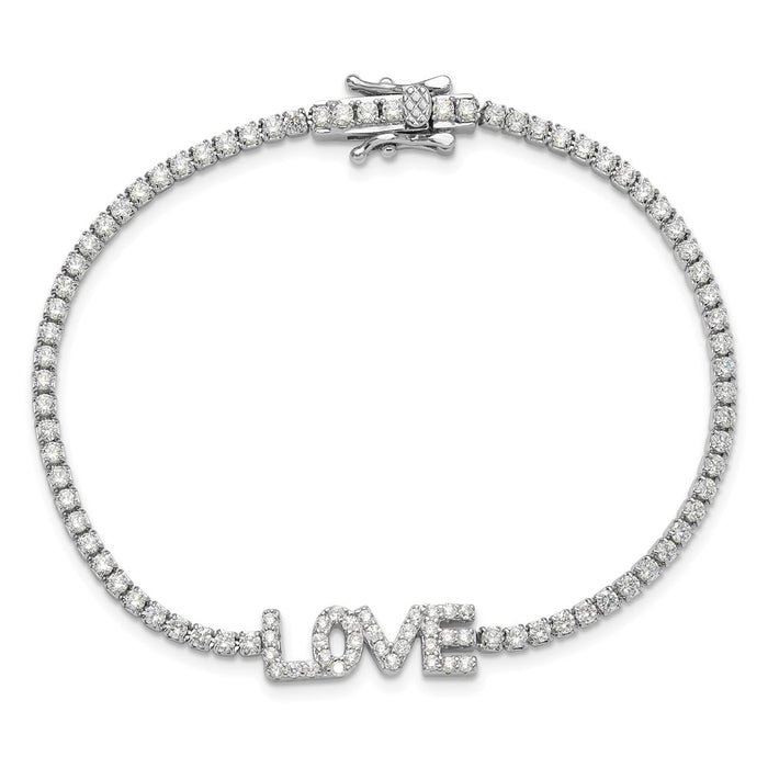 Buy Stylish Rhodium-Plated Sterling Silver CZ LOVE Tennis Bracelet - 7.25"-4