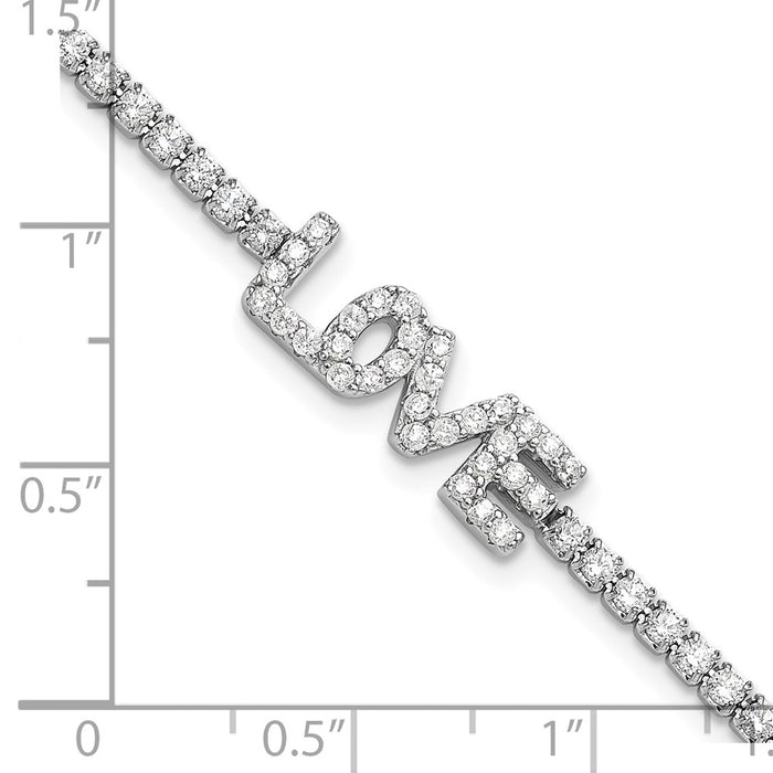 Buy Stylish Rhodium-Plated Sterling Silver CZ LOVE Tennis Bracelet - 7.25"-5