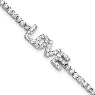 Buy Stylish Rhodium-Plated Sterling Silver CZ LOVE Tennis Bracelet - 7.25"