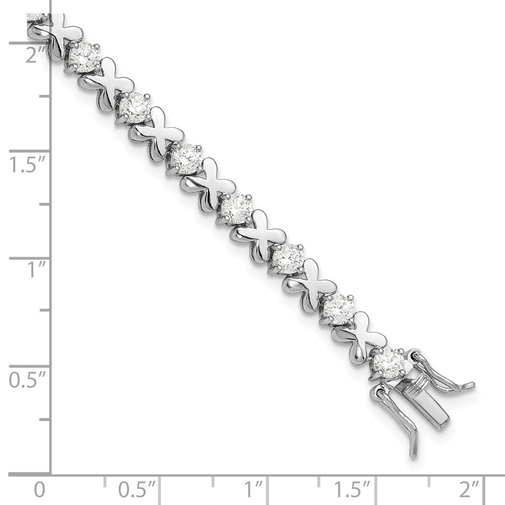 Exclusive Rhodium-Plated Sterling Silver Fancy X's CZ Tennis Bracelet - Stylish & Affordable