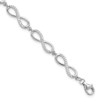 High-Quality Sterling Silver CZ Infinity Link Bracelet - Stylish 1-Inch Extension