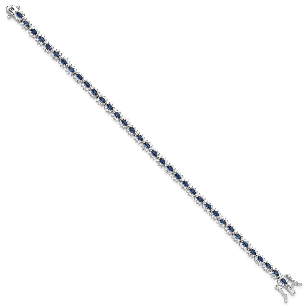 Exclusive Rhodium-Plated Sterling Silver Bracelet - 7.5" with Stylish Zirconia