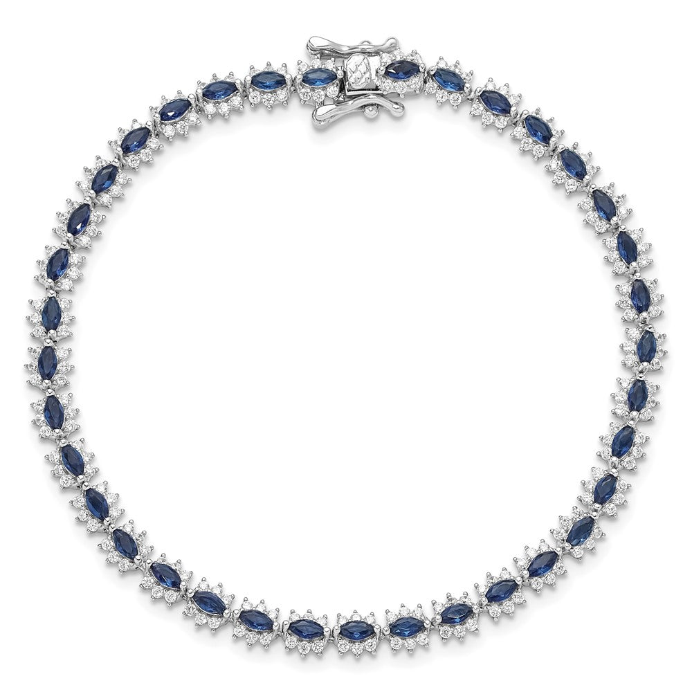 Exclusive Rhodium-Plated Sterling Silver Bracelet - 7.5" with Stylish Zirconia