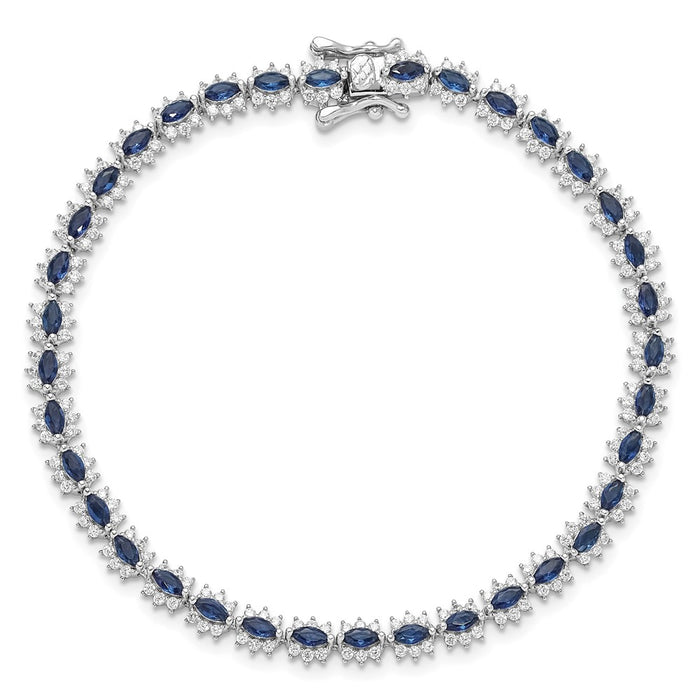 Exclusive Rhodium-Plated Sterling Silver Bracelet - 7.5" with Stylish Zirconia-4