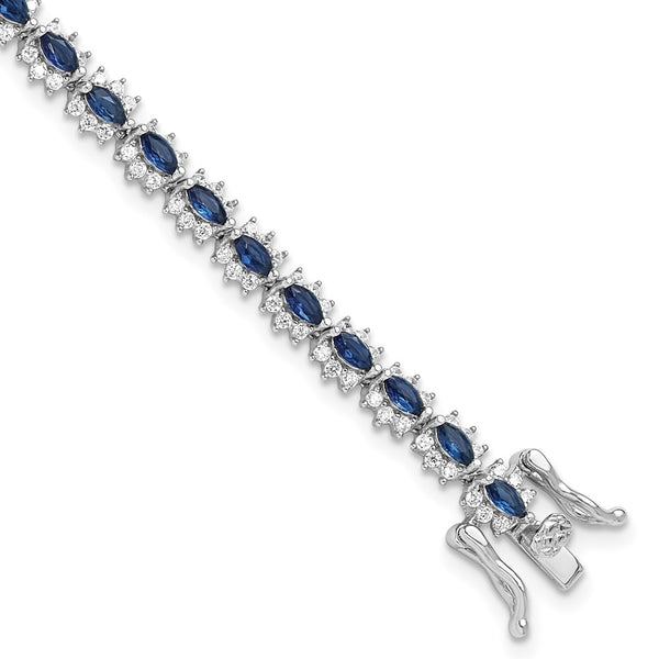 Rhodium-Plated Sterling Silver Bracelet - 7.5" Zirconia