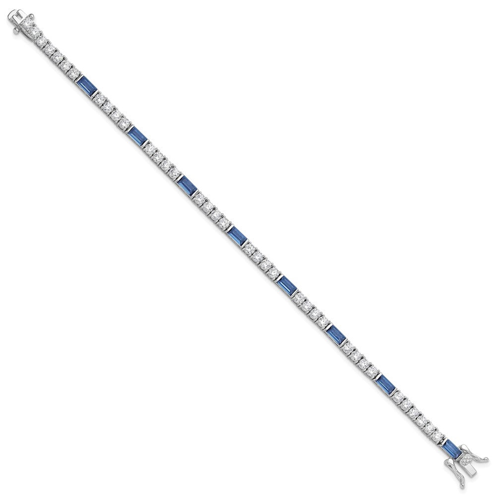 Designer Rhodium-Plated Sterling Silver Tennis Bracelet - 7.25in, Stylish CZ!