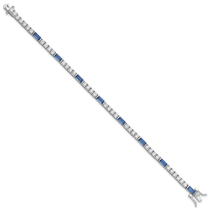 Designer Rhodium-Plated Sterling Silver Tennis Bracelet - 7.25in, Stylish CZ!-2