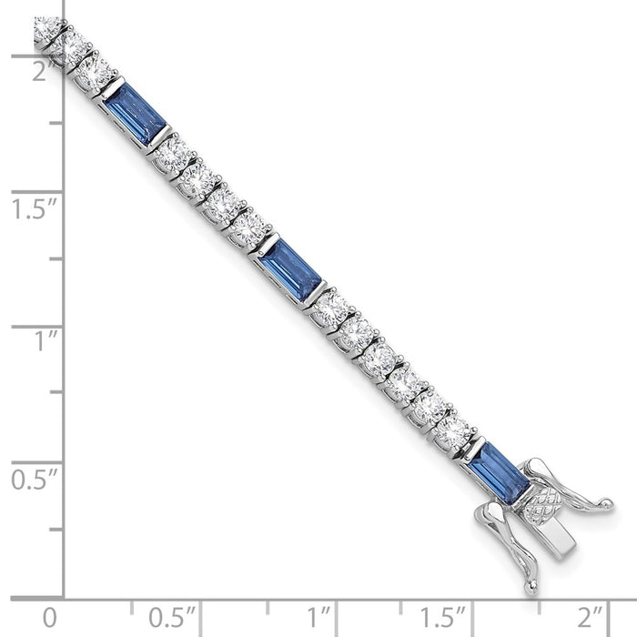 Designer Rhodium-Plated Sterling Silver Tennis Bracelet - 7.25in, Stylish CZ!-4