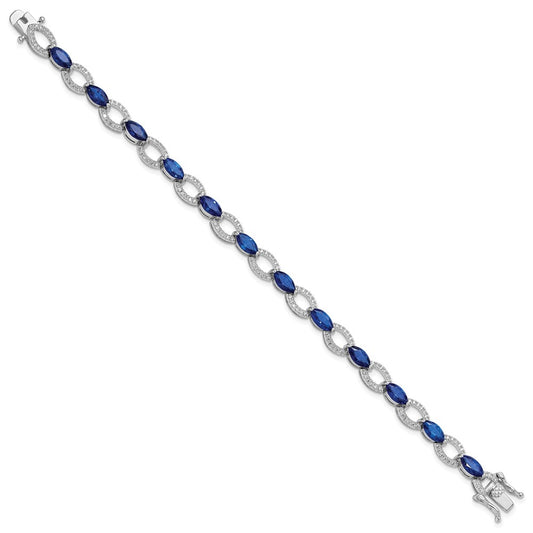 Designer Rhodium-Plated Sterling Silver CZ Link Bracelet - Stylish & Affordable