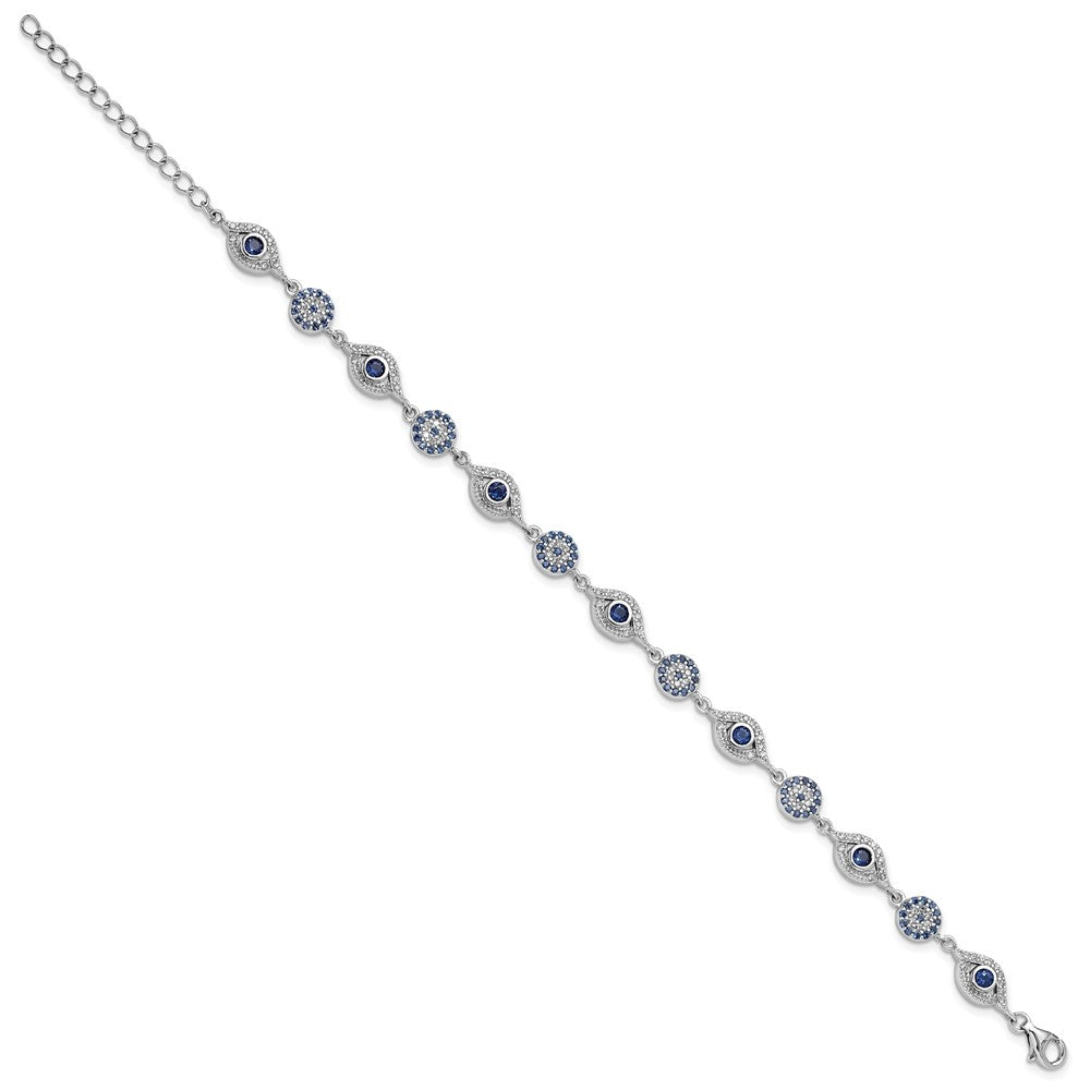 High-Quality Sterling Silver Evil Eye Bracelet - Stylish 7.25" + Extension