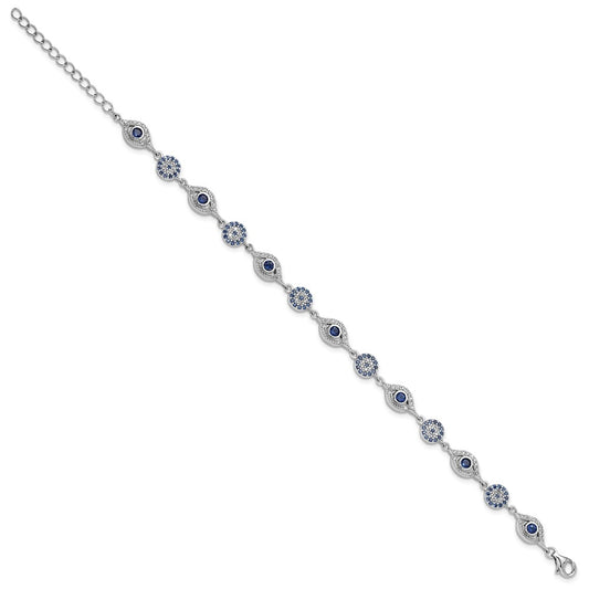 High-Quality Sterling Silver Evil Eye Bracelet - Stylish 7.25" + Extension