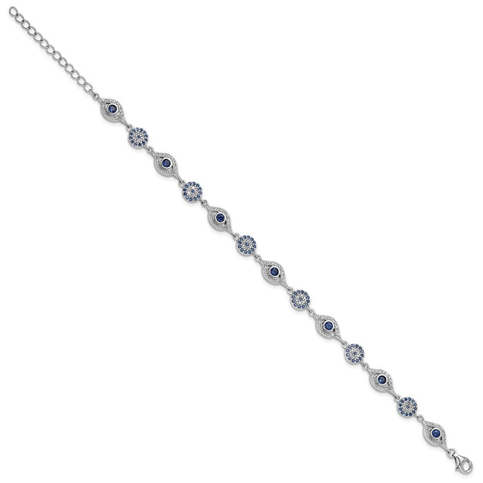 High-Quality Sterling Silver Evil Eye Bracelet - Stylish 7.25" + Extension-2