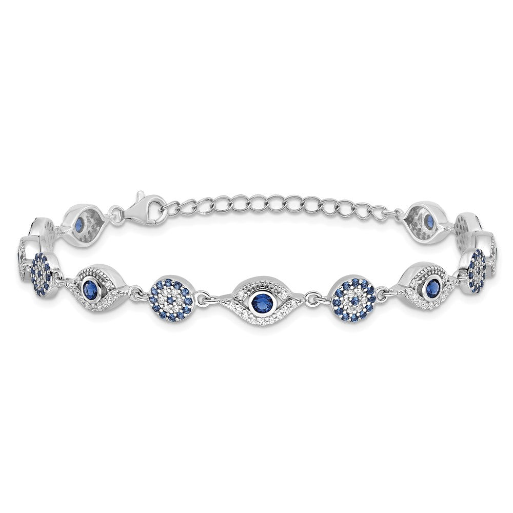 High-Quality Sterling Silver Evil Eye Bracelet - Stylish 7.25" + Extension