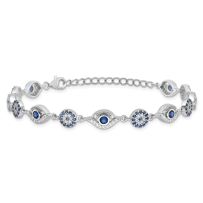 High-Quality Sterling Silver Evil Eye Bracelet - Stylish 7.25" + Extension-3
