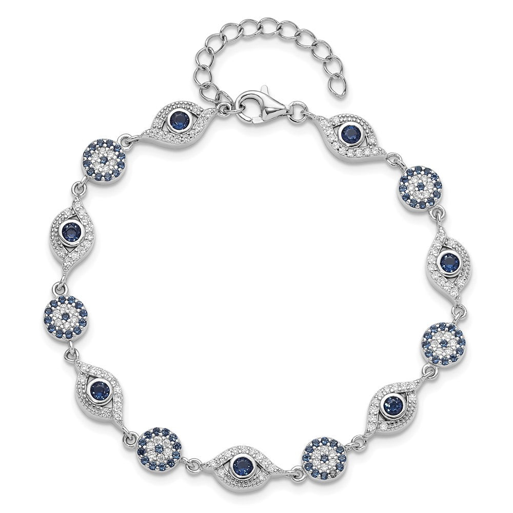 High-Quality Sterling Silver Evil Eye Bracelet - Stylish 7.25" + Extension