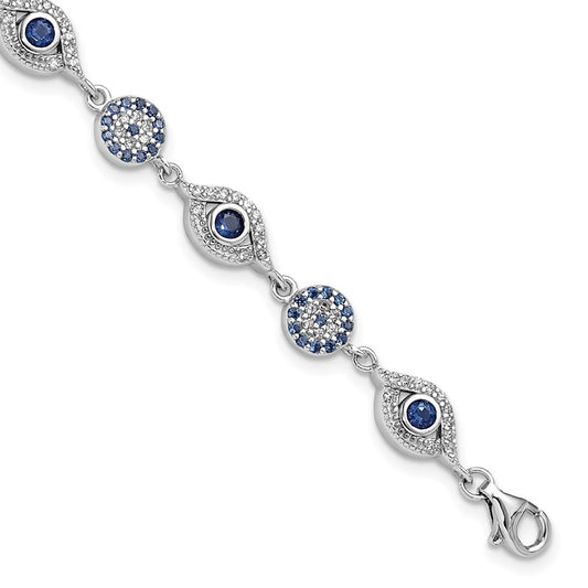 High-Quality Sterling Silver Evil Eye Bracelet - Stylish 7.25" + Extension