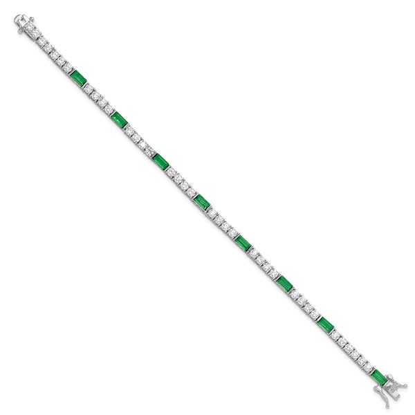Rhodium-Plated Sterling Silver Tennis Bracelet - 7.25" CZ