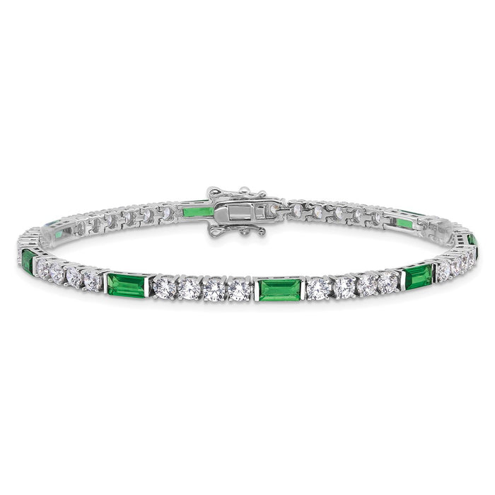 Buy Stylish Rhodium-Plated Sterling Silver Tennis Bracelet - 7.25" CZ Value-3