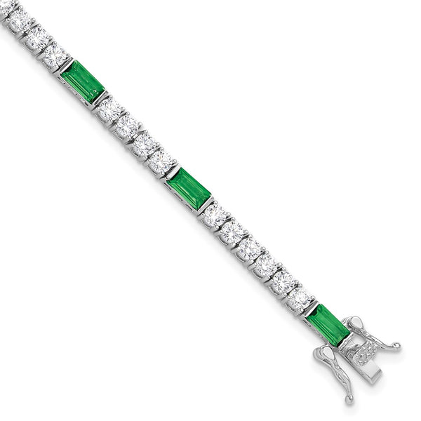 Rhodium-Plated Sterling Silver Tennis Bracelet - 7.25" CZ