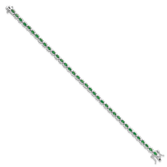 Exclusive Rhodium-Plated Sterling Silver Bracelet - 7.5" Green & White CZ
