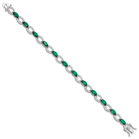 Shop Exclusive Rhodium-Plated Sterling Silver Link Bracelet with CZ, Stylish and Affordable