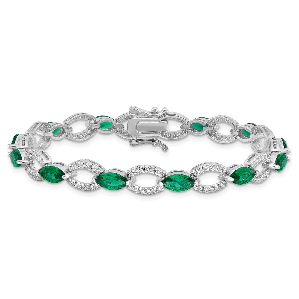 Shop Exclusive Rhodium-Plated Sterling Silver Link Bracelet with CZ, Stylish and Affordable