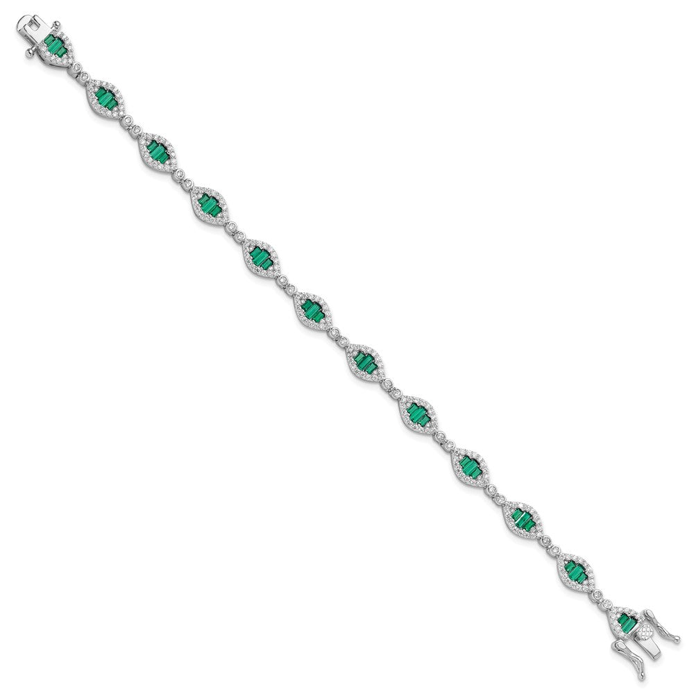 Buy Exclusive Rhodium-Plated Sterling Silver CZ Link Bracelet - Stylish & Affordable