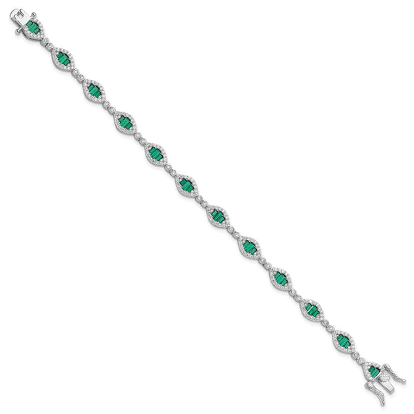 Rhodium-Plated Sterling Silver CZ Link Bracelet - Style GR1-1017704