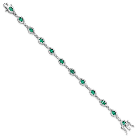 Buy Exclusive Rhodium-Plated Sterling Silver CZ Link Bracelet - Stylish & Affordable