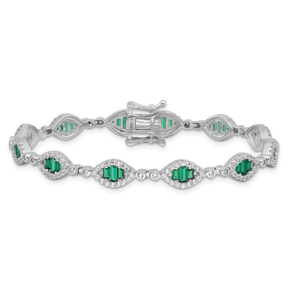 Buy Exclusive Rhodium-Plated Sterling Silver CZ Link Bracelet - Stylish & Affordable