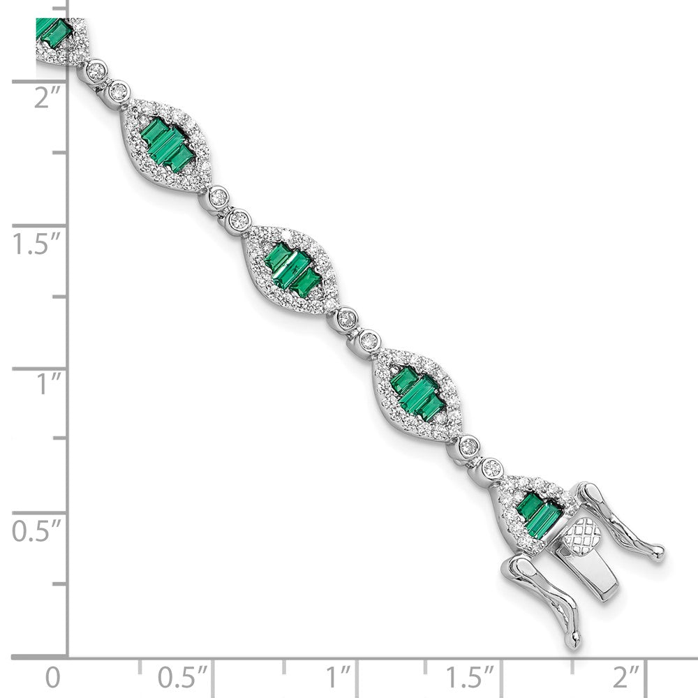 Buy Exclusive Rhodium-Plated Sterling Silver CZ Link Bracelet - Stylish & Affordable
