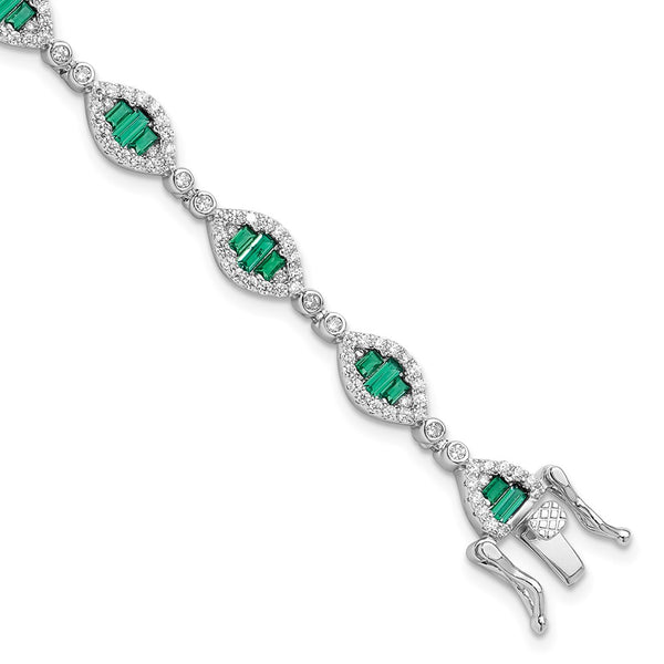 Rhodium-Plated Sterling Silver CZ Link Bracelet - Style GR1-1017704