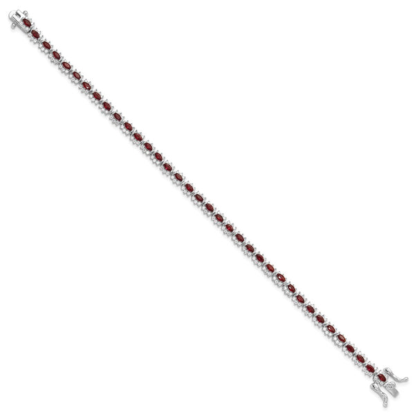 Rhodium-Plated Sterling Silver Bracelet - 7.5" CZ