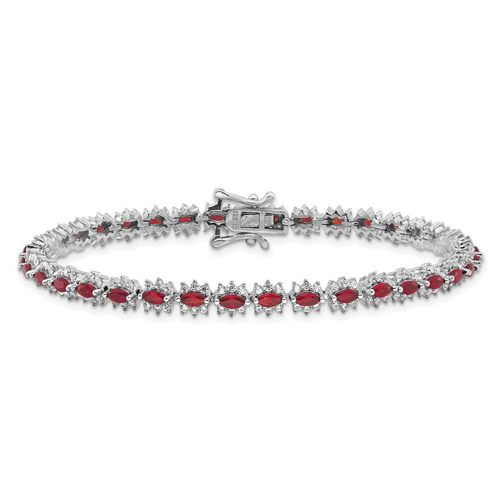 Buy Exclusive Rhodium-Plated Sterling Silver Bracelet - 7.5" with CZ Value