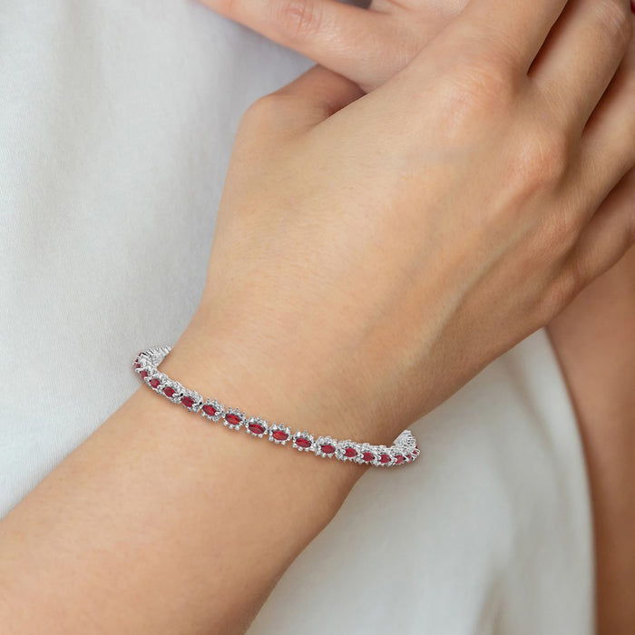 Buy Exclusive Rhodium-Plated Sterling Silver Bracelet - 7.5" with CZ Value-5