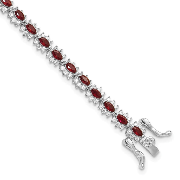 Rhodium-Plated Sterling Silver Bracelet - 7.5" CZ