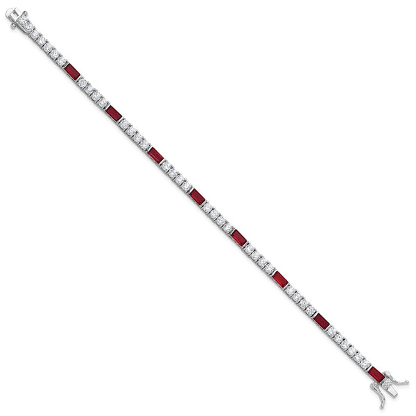 Rhodium-Plated Sterling Silver Tennis Bracelet, 7.25" CZ